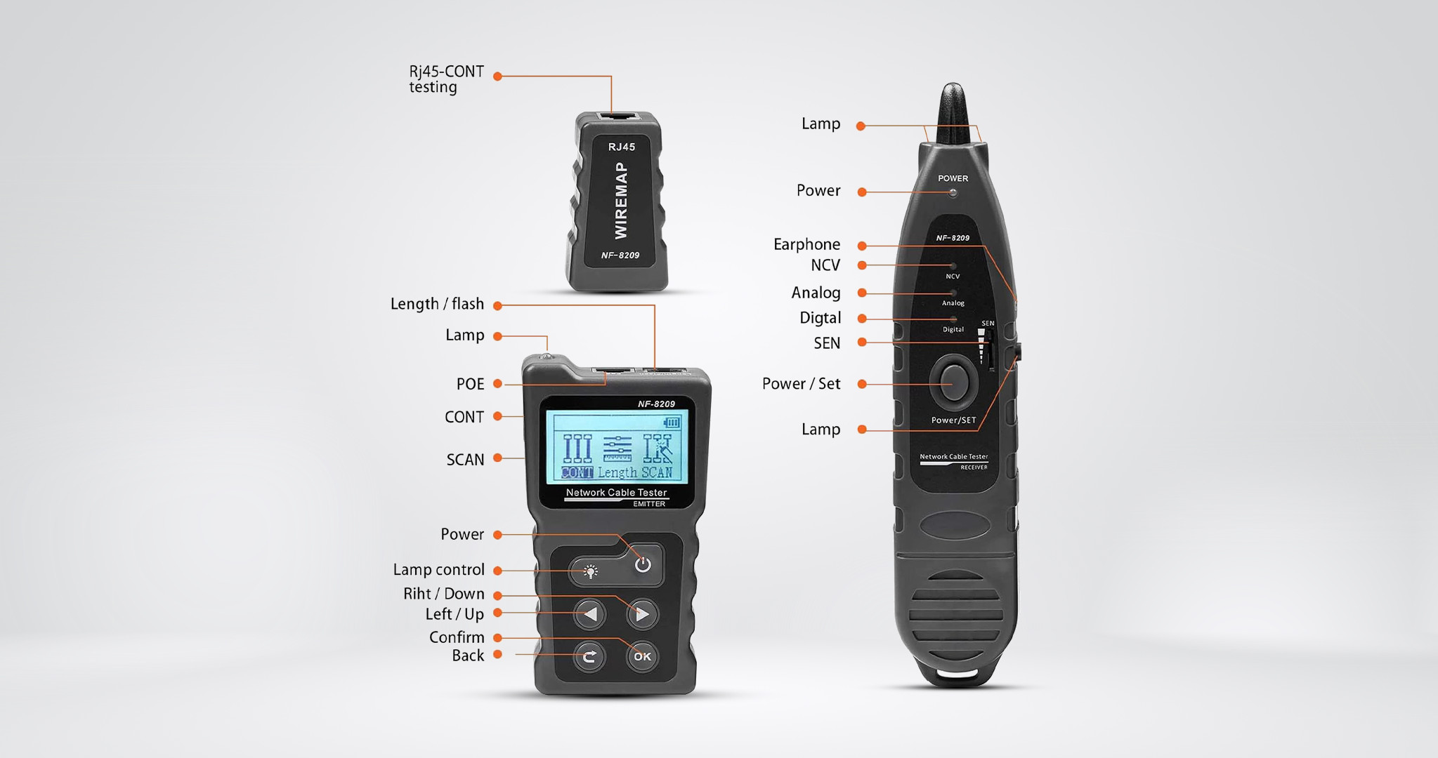 Máy test mạng NF-8209 dò dây, test POE Noyafa chính hãng