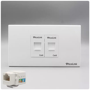 Bộ Wallplate mạng 2 cổng Cat6 ( 1 Mặt + 2 Nhân )