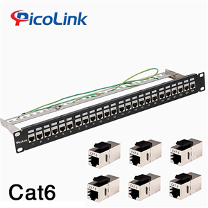 Thanh đấu nối Patch Panel 24 cổng Cat6 STP 1U PicoLink P/N: PL-F1U24P -C6