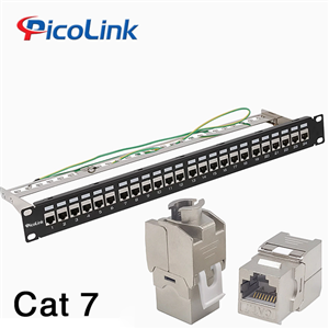 Thanh đấu nối Patch Panel 24 cổng Cat6 STP 1U PicoLink P/N: PL-SF1U24P -C7