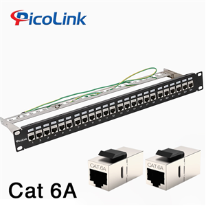 Thanh đấu nối Patch Panel 24 cổng Cat6A STP 1U PicoLink P/N: PL-F1U24P -C6A