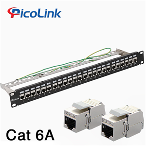 Thanh đấu nối Patch Panel 24 cổng Cat6A STP 1U PicoLink P/N: PL-SF1U24P -C6A