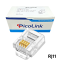 Hạt thoại RJ11, Đầu bấm điện thoại Cat3  RJ11 4 Pin, PicoLink PL-19111