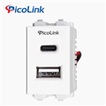 Nhân sạc điện thoại USB và Type C âm tường Picolink PL-1USB-1TC