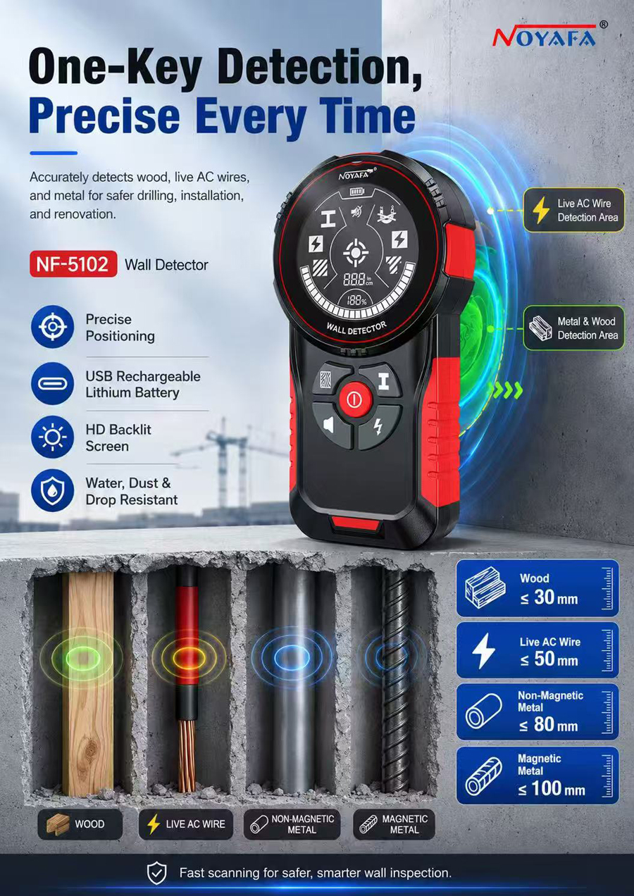 Thiết bị dò dây kim loại và gỗ trong tường Noyafa NF-5102
