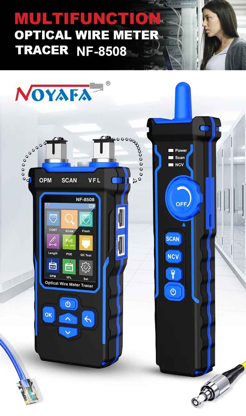 Máy Test Cáp Mạng  + Dò mạng POE + Đo Công Suất Quang + VFL Noyafa NF-8508