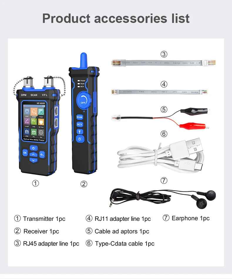 Máy Test Cáp Mạng  + Dò mạng POE + Đo Công Suất Quang + VFL Noyafa NF-8508