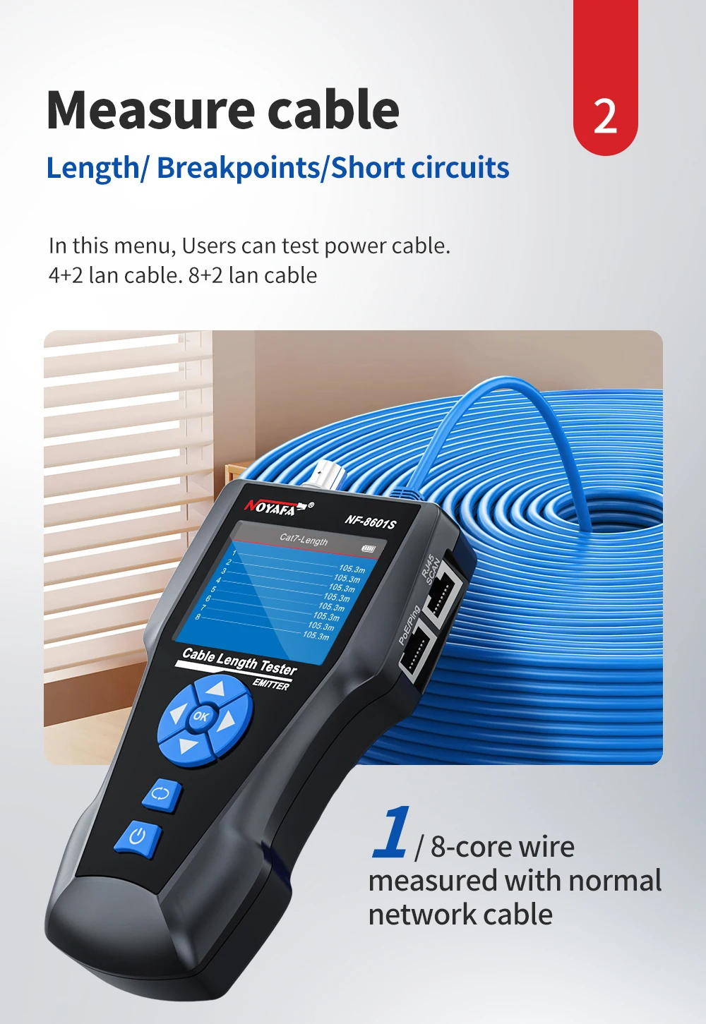 Máy test mạng Noyafa NF-8601S Test RJ45, RJ11, BNC