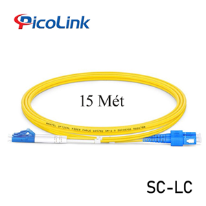 Dây Nhảy Quang Singlemode SC-LC 15 Mét Duplex, Picolink PL-SCLC15S