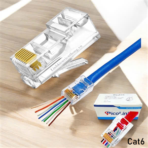 Hạt mạng Cat6 Xuyên thấu, Đầu Bấm Mạng RJ45 Cat6 Xuyên thấ, PicoLink PL-XT19166