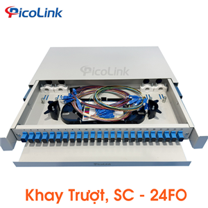 Hộp phối quang, 24FO, Khay trượt Chuẩn SC lắp tủ rack 19, Picolink PL-24TFO-SC