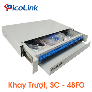 Hộp phối quang 48FO Picolink PL-48TFO-SC, Khay trượt SC lắp tủ rack 19