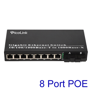Switch quang PoE 8 Port 10/100/1000Mbps Picolink PL-8POE-2SC