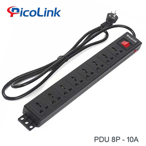 Thanh nguồn PDU Đa năng 8 ổ cắm 10A dùng cho tủ mạng